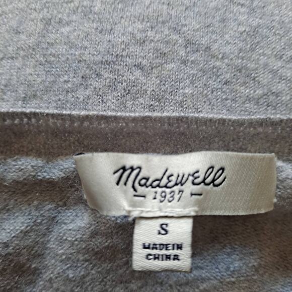 Madewell Women's Gray 100% Merino Wool Cropped V-Neck Sweater - Size Small - Picture 7 of 8
